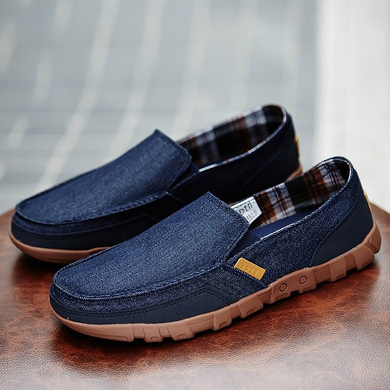Men's Blue Denim Slip-On Shoes with Rubber Sole – Comfortable Casual Style for Outdoor Activities3