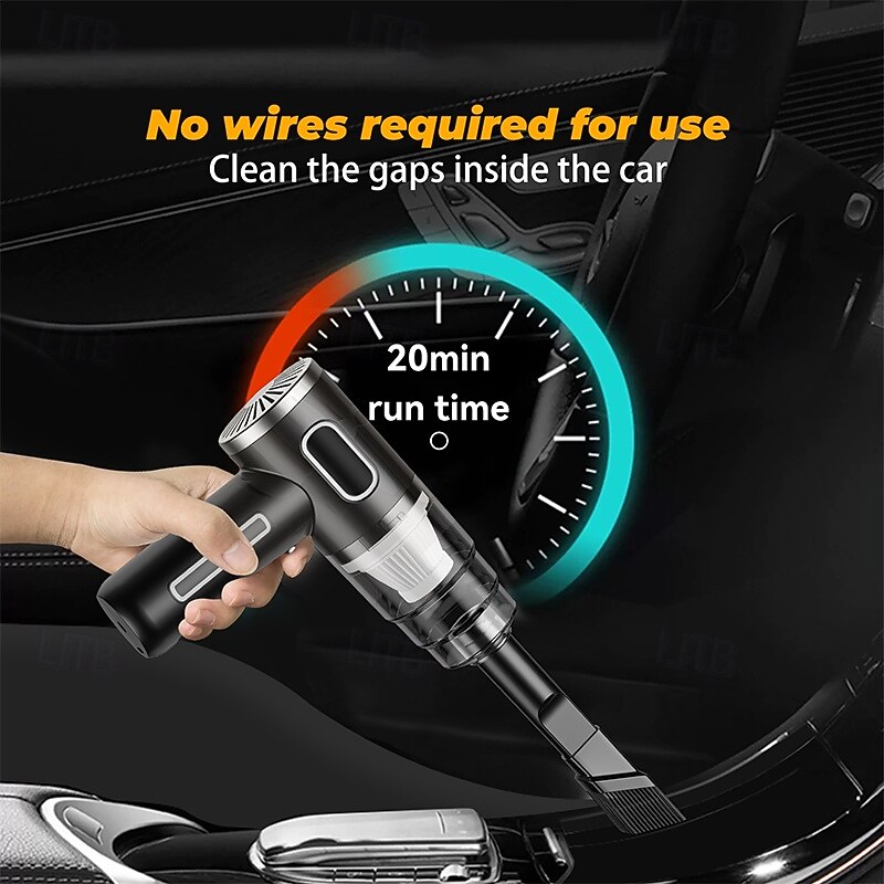 120W Cordless Car Vacuum Cleaner – Handheld High-Suction Portable Dust Blower with 2000mAh Battery for Home and Auto Use2