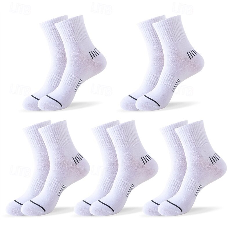 Men's 5 Pairs Multi Packs Socks Running Socks Casual Socks Black White Color Stripes Vacation Sports & Outdoor Daily Basic Medium Spring Fall Fashion Casual3