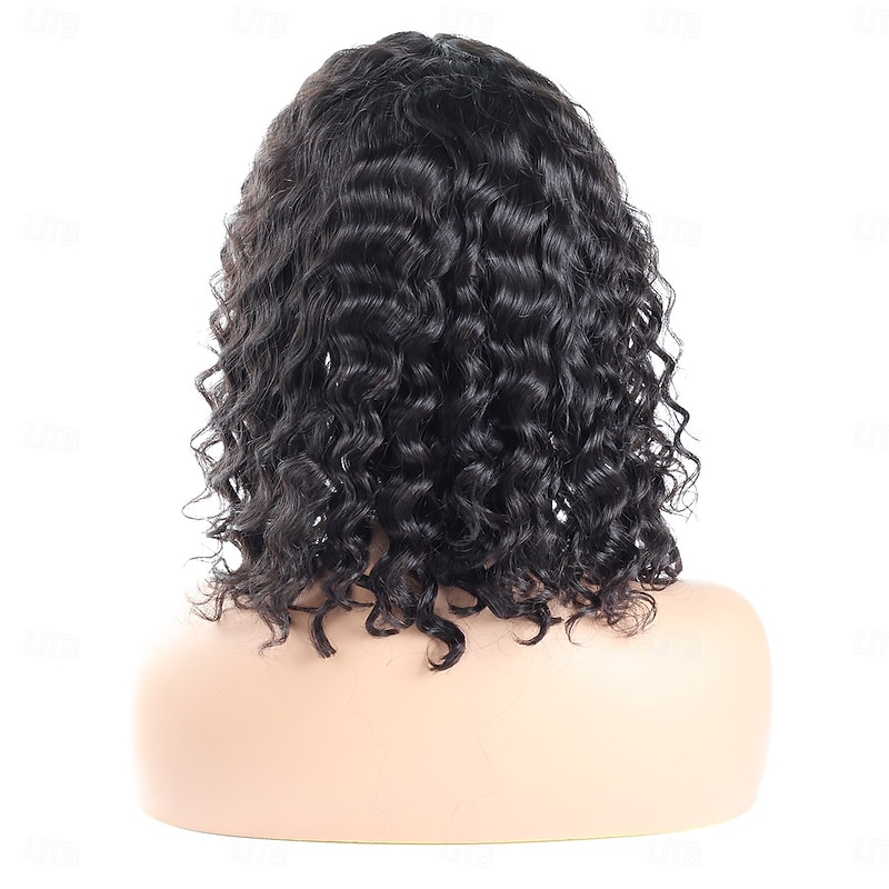 Natural Color 13*4 Short BOBO Lace Wig Deep Wave Real Human Hair Wig 150% Density2