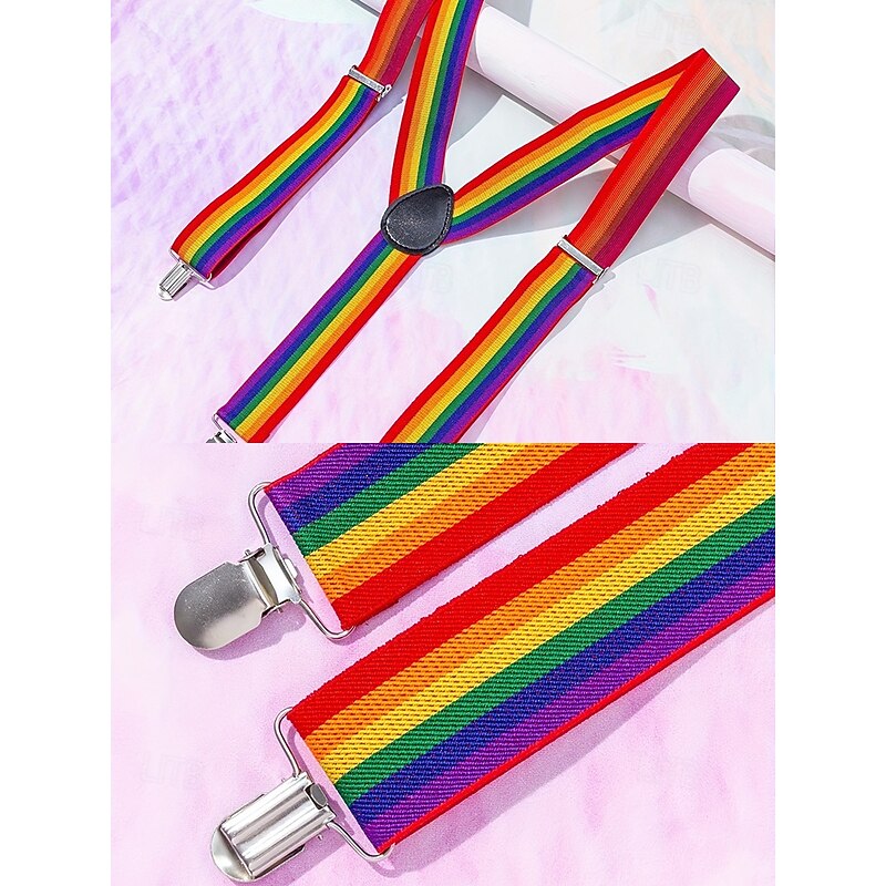 Rainbow Bow Tie and Suspenders Set – Adjustable Elastic Accessories for Men and Women, Vibrant Pride Outfit for LGBT Festivals, Parades, Parties & Themed Events4
