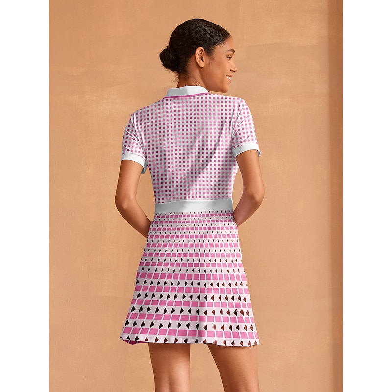 Women's Golf Dress Pink Sleeveless Dress Ladies Golf Attire Clothes Outfits Wear Apparel2