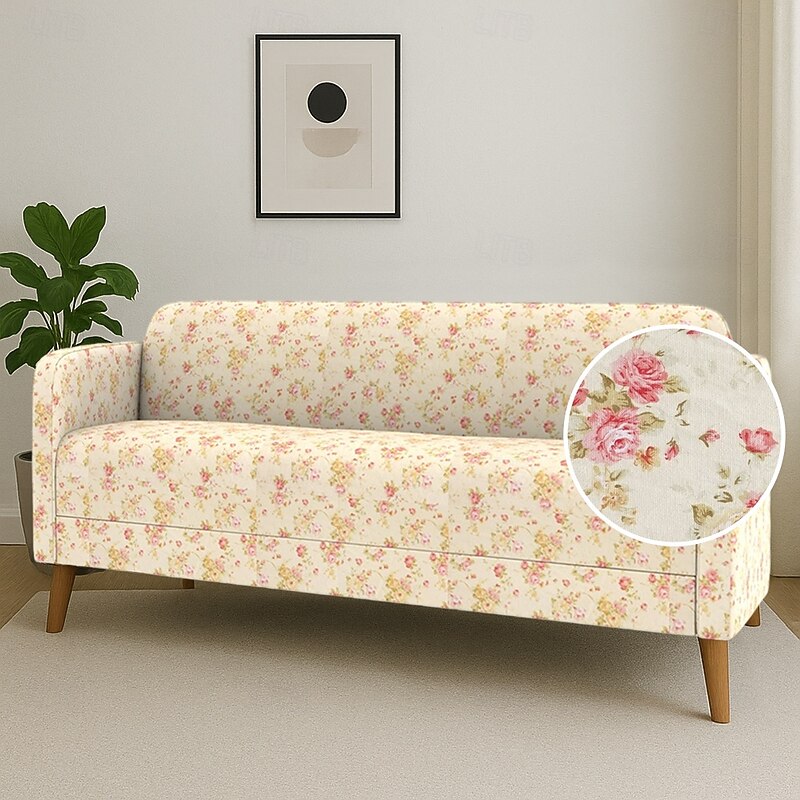 100% Cotton Sofa Cover Suitable For LINANÄS Sofa Floral Quilted Slipcovers4