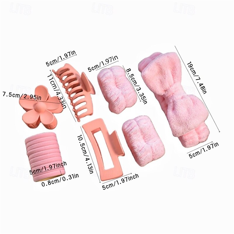 16pcs Skincare Headband Set, Headband Set for Face Washing Spa and Makeup, Including 1 Hairband, Wristband, 3 Hair Claw Clips and 10 Hair Ties, Gift for Women and Girls4