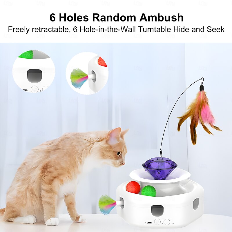 Feather Toy Interactive Toy with Rechargeable Pet Friendly Durable Automatic for Cat Indoor Pet Play4