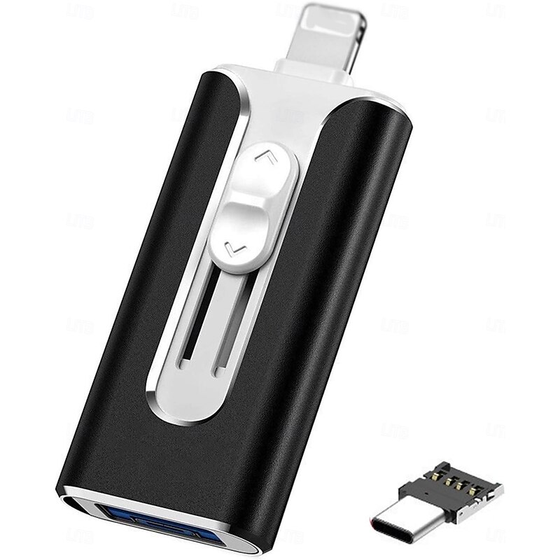 USB 8 Pin USB 3.0 4 in 1 Mobile Phone Computer U-Disk with Type-C Adapter, Memory Stick Storage for Easily Backup Photos Videos, Plug and Play