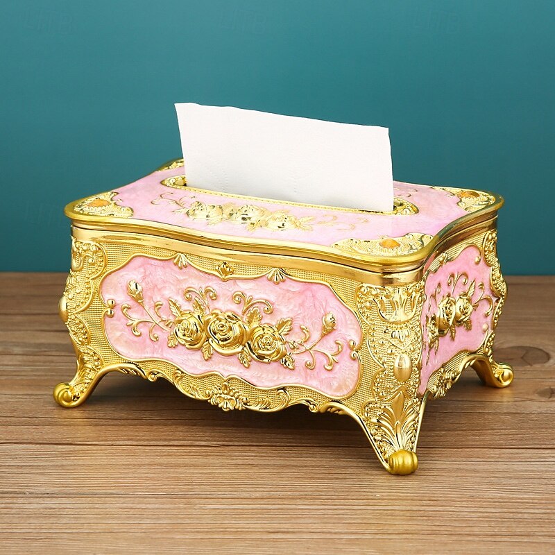 Vintage Tissue Box Cover,European Decorative Napkin Holder for Living Room, Hotel, Restaurant, KTV, Luxury Desktop Paper Towel Dispenser for Home Decor4