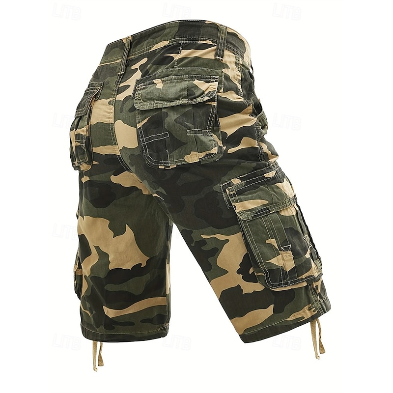 Men's Cargo Shorts Camo Shorts Shorts Summer Shorts Multi Pocket Flap Pocket Camouflage Comfort Wearable Knee Length Outdoor Sport Daily Fashion Casual Navy Blue Khaki4