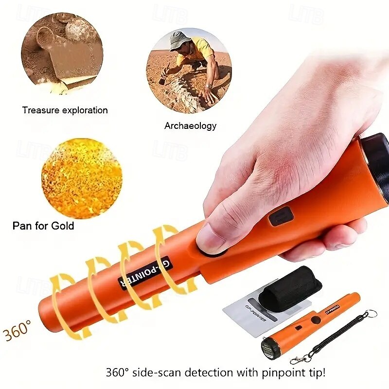 Metal Detector Handheld Pointer Stick High Sensitivity 360  Detection Easy to Use 2 Alarm Modes High Precision Professional Search Treasure Pointer Detector (without battery)