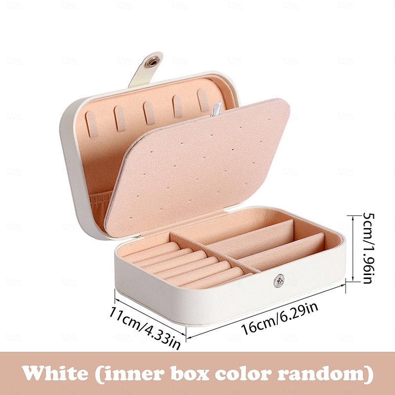 Double Layer Portable Jewelry Box Organizer for Earrings, Necklaces, Rings, Simple Elegant Travel Jewelry Case, Anti-Oxidation Storage Box for Women4