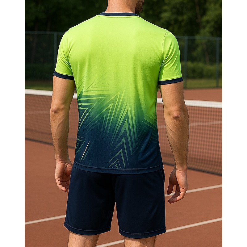 Men's Graphic Sports Set Shirts & Shorts Tennis Set Two-piece Suit Short Sleeves Sweat-Wicking Moisture Wicking Breathable Tennis Golf Pickleball Blue Orange Green Tennis Clothing2