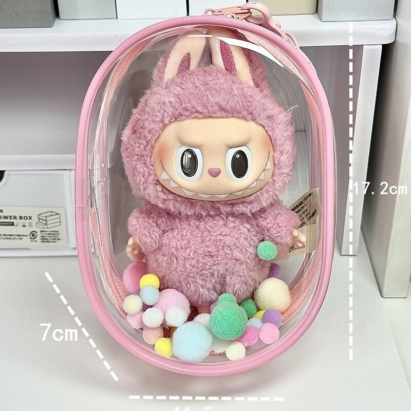 Protective Bag ForLabubu, for 17CM Doll CryingBaby Series, Transparent PVC Case for 17 CM Doll, Display Box ForLabubu Crying Again Plush, Easy Installation, Protect Your Doll4