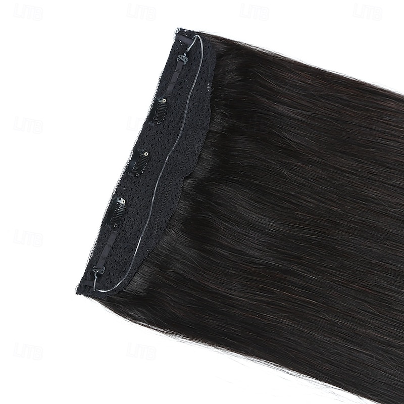 Nvisible Wire Hair Extensions Real Human Hair 20 Inch-50G  22Inch-80G  1B# Black Transparent Fish Line Clip-Ins Hair Piece Human Hair Extensions For Women3