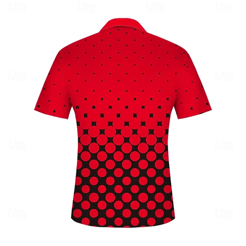 Men's Geometic Polo Short Sleeve Polo Shirts Collared Shirts Business Casual Athleisure Buttons Summer Red2