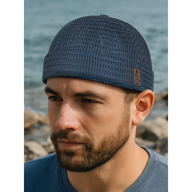 Men's Breathable Mesh Docker Beanie Cap – Lightweight Adjustable Summer Hat for Outdoor, Streetwear and Daily Casual Style