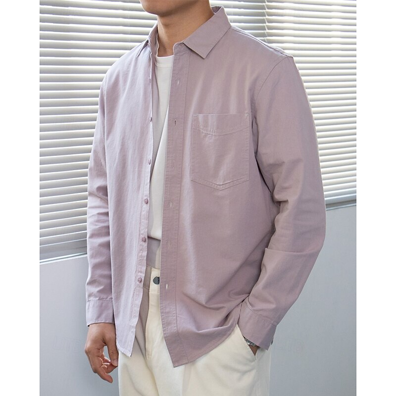 Men's Shirt Jacket Overshirts Transition Jacket Daily Wearproof Pocket Summer Spring Plain Classic Lapel Black White Red Royal Blue Light Purple Jacket