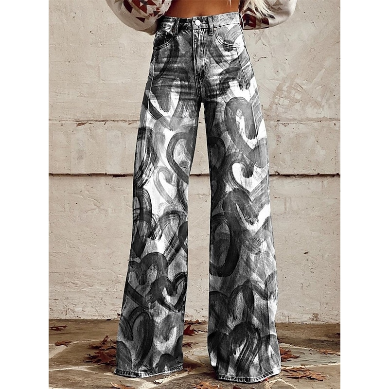 Retro Vintage Boho 1970s Pants Wide Legged Pants Hippie Disco High Waist Oil Print Faux Jeans Style Fancy Dress Women's Carnival Casual Daily Music Festival Retro Theme Party Adults' Pants3