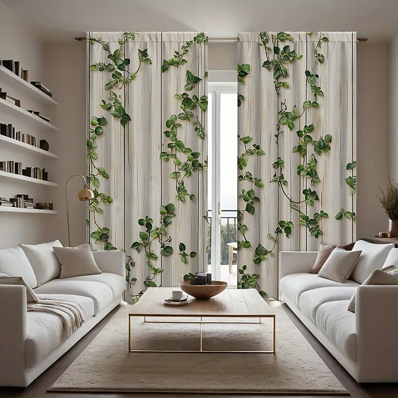 2-piece wall mounted plant landscape pattern curtains suitable for study kitchen living room dormitory pole bags bedroom accessories room decoration and home decoration ceiling curtains2