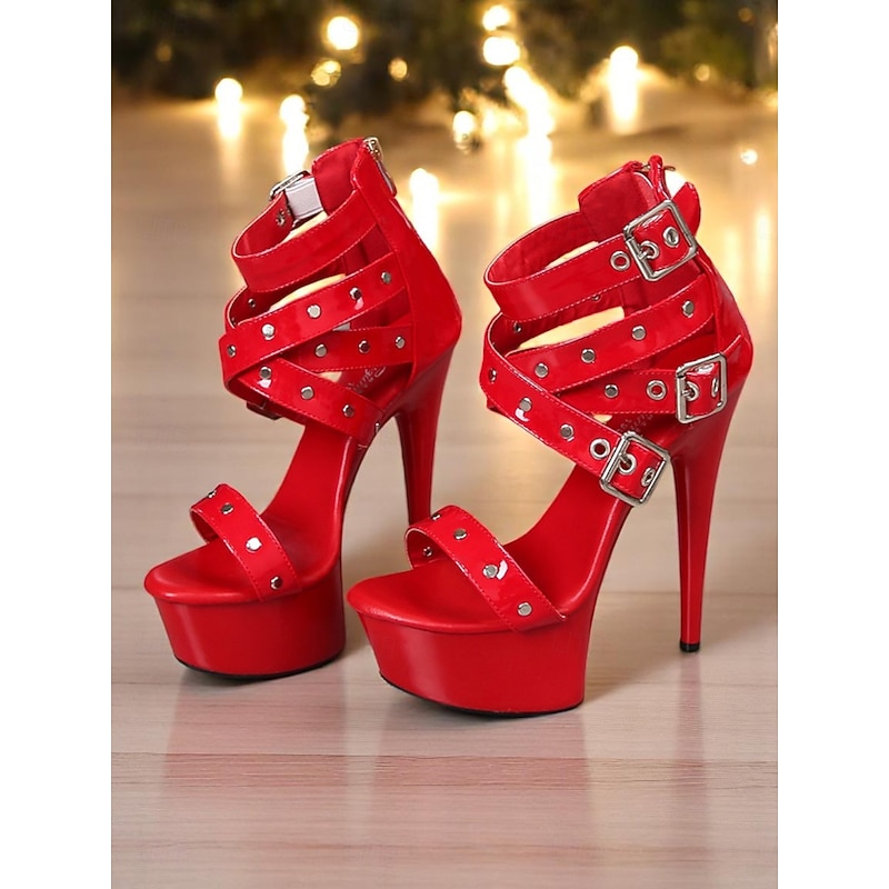 Women's White Buckled Platform Heels with Straps and High Stiletto - Trendy Sexy Nightlife Party Shoes3