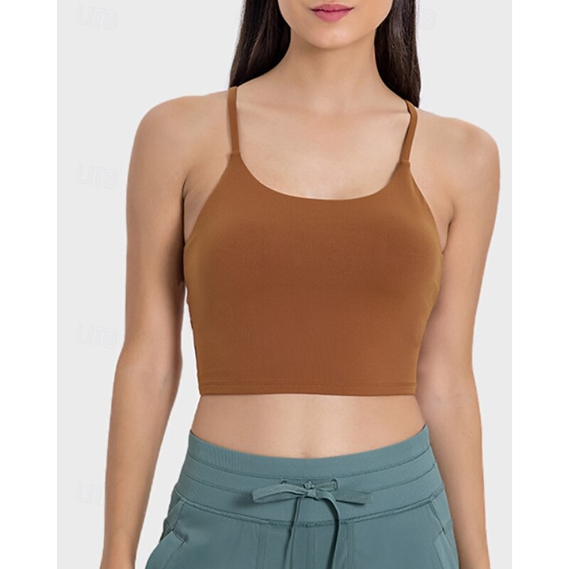 Women's Solid Colored Tennis Bra Sleeveless Shockproof Breathable Tennis Golf Pickleball Strap White Orange Brown Tennis Clothing3