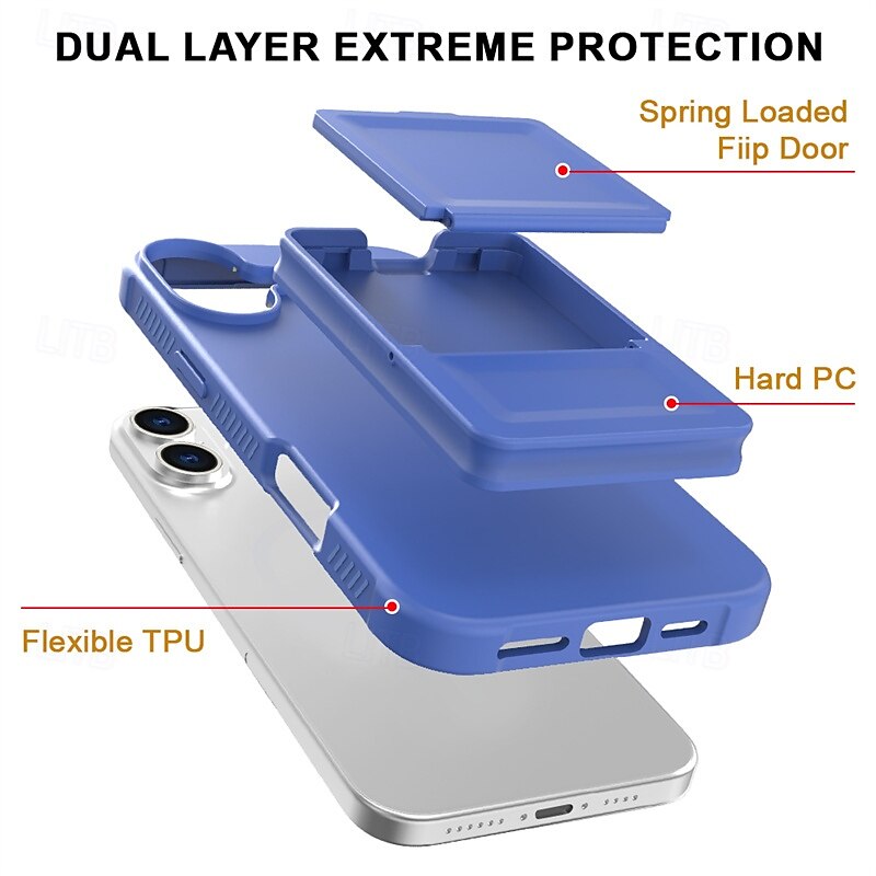 Phone Case For iPhone 16 Pro Max Plus 16e Back Cover with Stand Holder Kickstand Retro TPU PC4