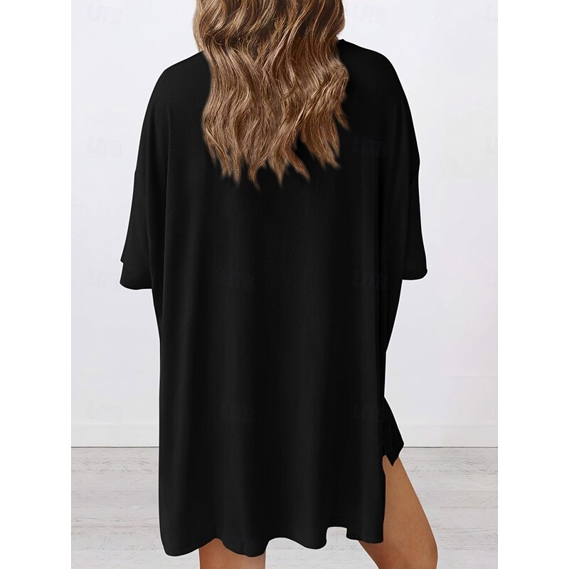 Women's Fashion Streetwear Daily Shorts Sets Short Sleeve Crew Neck Solid Color Casual Daily Black White Red Summer Loose Fit3