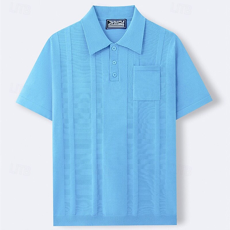 Men's Button Up Polos Golf Shirt Casual Sports Lapel Short Sleeve Fashion Basic Plain Buttons Summer Blue Brown Khaki Button Up Polos2