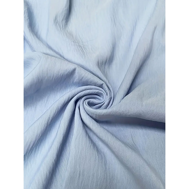 Women's Blouse Solid Color Elegant Casual Short Sleeve Asymmetrical Regular Tops Daily Holiday Pleated Blue Summer4