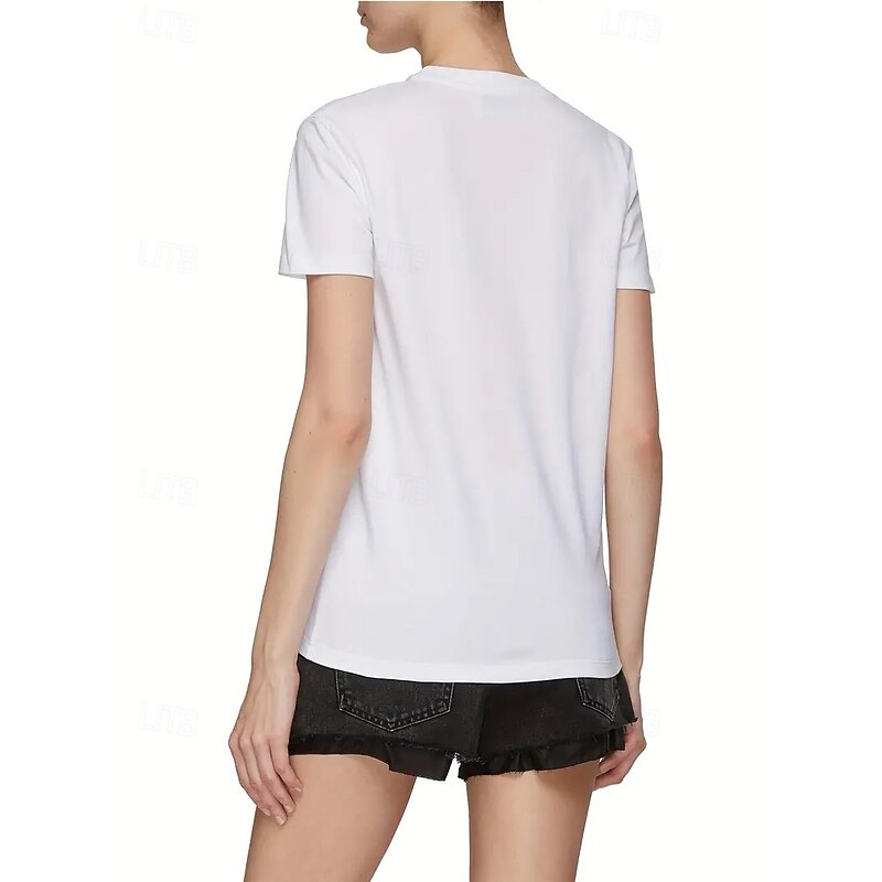 Women's T Shirt Summer Tops Cat Butterfly Classic Casual Short Sleeve V Neck Crop Tops Daily Weekend Print Rainbow Summer Spring Fall2