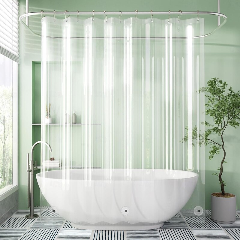 180*180cm / 71x71 inch Clear Shower Curtain Liner Waterproof Plastic Shower Liner Cute Lightweight PEVA Shower Curtain for Bathroom with 3 Magnets and 12 Rustproof Metal Grommets and 12 Hooks2
