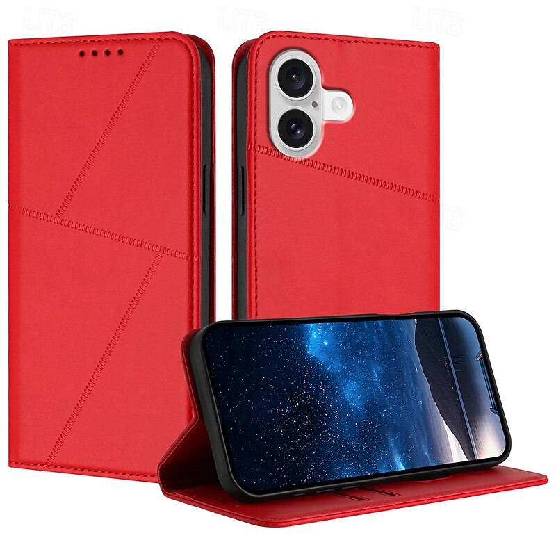 Phone Case For iPhone 17 Pro Max 17 Air 16 15 14 Pro Max Plus 16e 13 12 11 Pro Max Wallet Case Flip Cover Shockproof Geometric Pattern TPU PU Leather