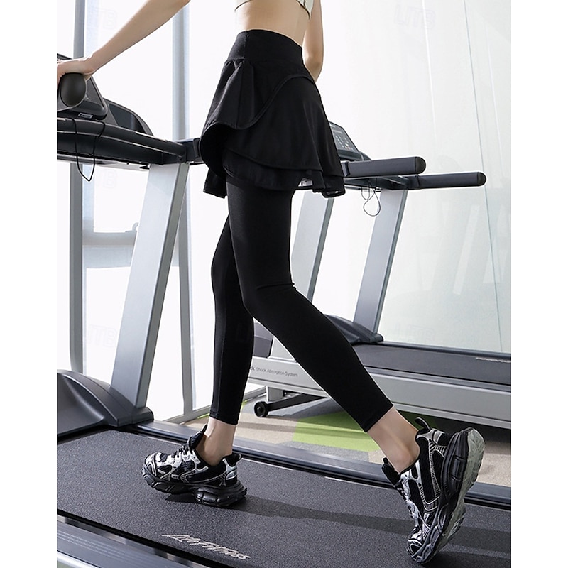 Women's Solid Colored Tennis Skirt with Leggings Ruffle Side Pockets Quick Dry Tennis Golf Pickleball Bottoms Black White Blue Spandex Tennis Clothing3