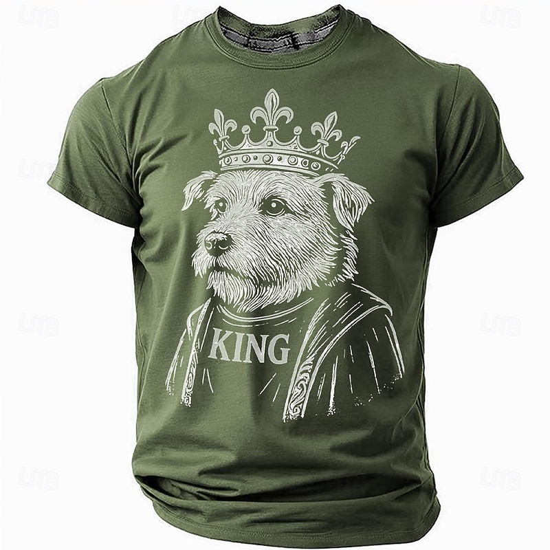 King Charles Alpha Dog Men's Animal T Shirt Short Sleeve T shirt 3D Print Crew Neck Shirt Fashion Daily Basic Street Casual Daily Black Green Summer Spring All Seasons Clothing Apparel2