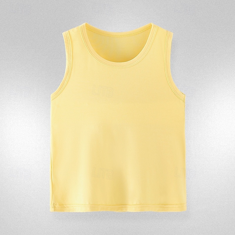 Kids Girls' Tank Solid Color Outdoor Sleeveless Streetwear 4 years+ Summer Yellow Pink Purple4