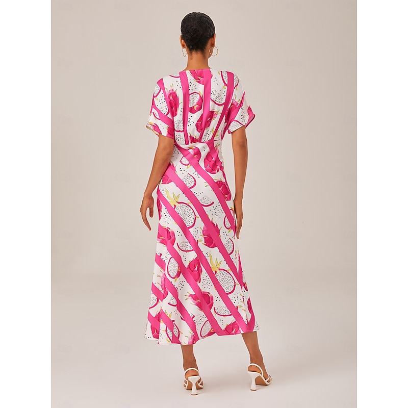 Dragon Fruit Striped Batwing Maxi Dress2