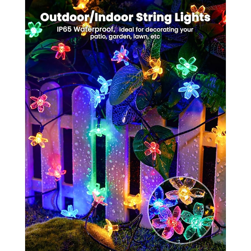 1 Pc Outdoor Solar Cherry Blossom Light String Camping Tent Courtyard Garden Tree Fence Decorative Light Wedding Festival Indoor And Outdoor Decorative Light String2