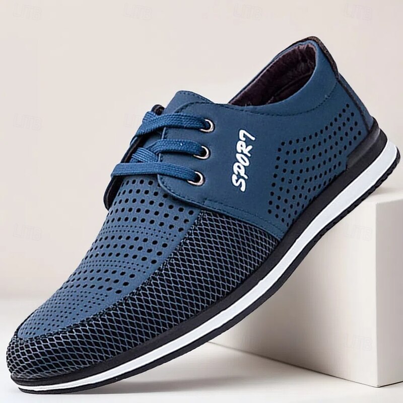 Men's Navy Blue Mesh Sports Shoes with Breathable Upper - Lightweight, Flexible Footwear for Running, Gym and Active Lifestyles