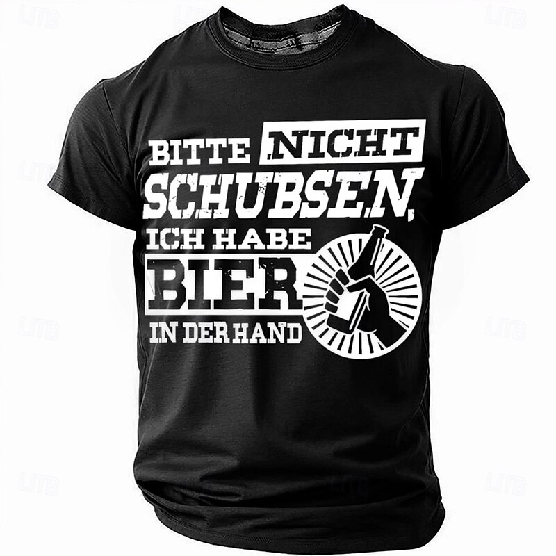 Men's Funny Beer Graphic T-Shirt: "Please Don't Push, I Have Beer In My Hand" Novelty Lifestyle Tee2