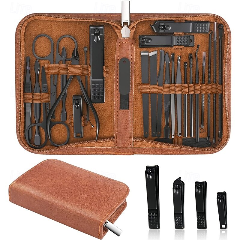 26pcs/set Nail Clipper Kit Manicure Set Professional Stainless Steel Manicure Kit,nail Care Tools with Luxurious Travel Case