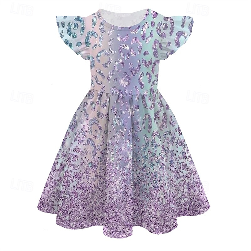 Girls' 3D Color Gradient Dress Sleeveless Summer Spring Vacation Daily Holiday Beautiful Sweet Kids 4-12 Years Casual Dress A Line Dress Knee-length Regular Fit