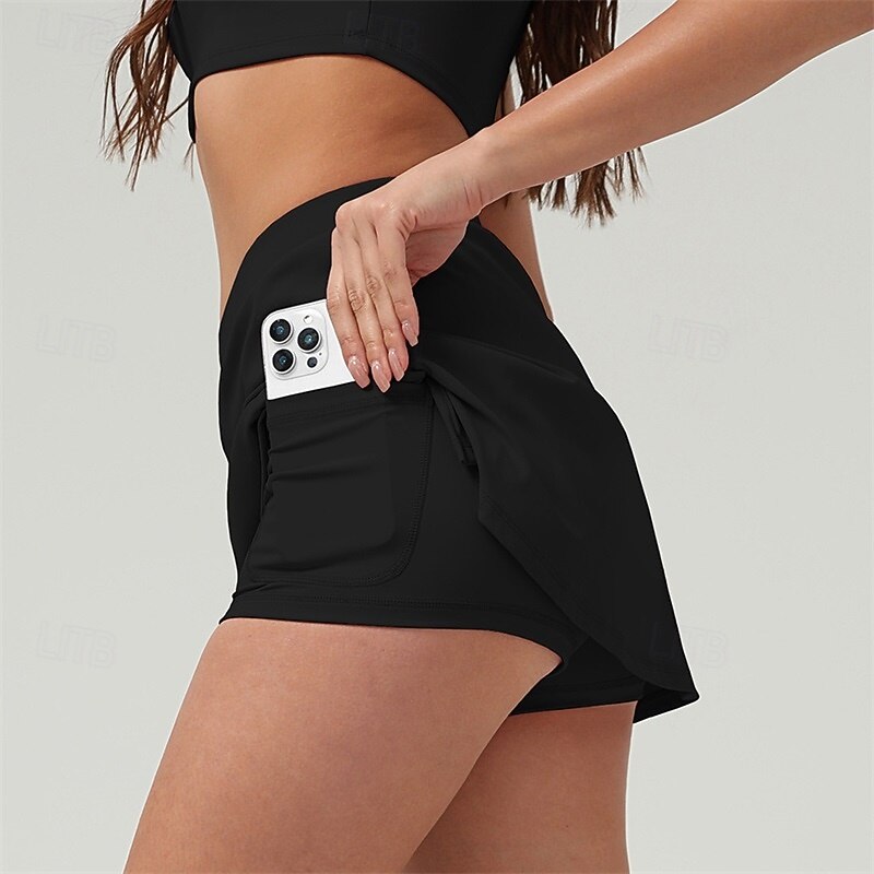 Women's Sports Set Tennis Set Two-piece Suit Contrast Binding Split Moisture Wicking Breathable Tennis Golf Pickleball Skort Top Black Pink Dark Blue Tennis Clothing3