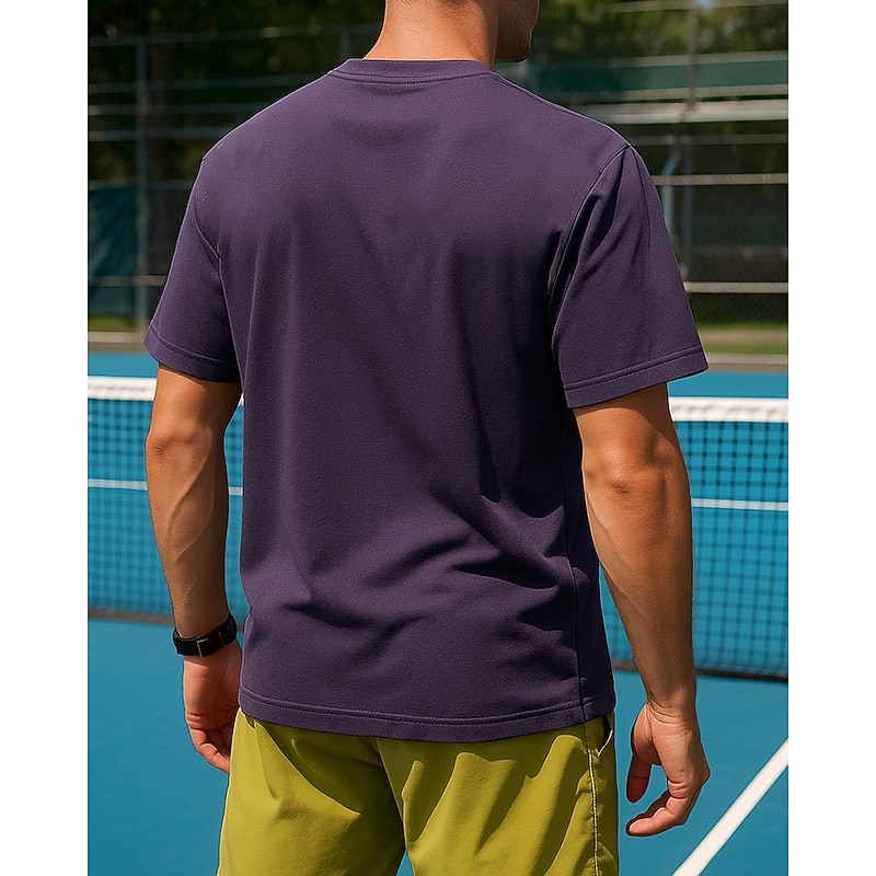 Men's Patchwork Sport Shirt Tennis Shirt Tennis Tee Short Sleeves Sweat-Wicking Moisture Wicking Breathable Tennis Golf Pickleball Purple Grey Tennis Clothing2