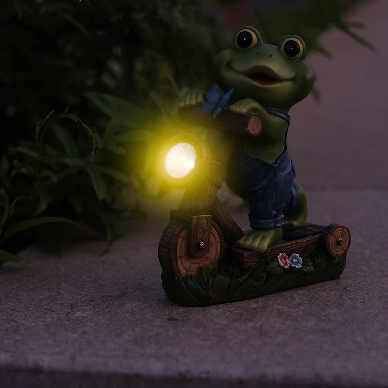 1 Pc Outdoor Solar Waterproof Frog Riding Landscape Light Courtyard Garden Lawn Path Villa Decorative Light Summer Courtyard Lighting4