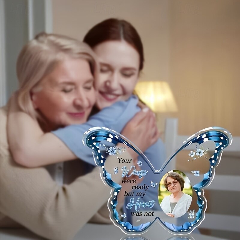 Personalized Butterfly Memorial Plaque, Custom Photo Acrylic Sympathy Gift for Loved One Loss, Tabletop Decor for Valentine's Day, Christmas, Thanksgiving, Graduation2