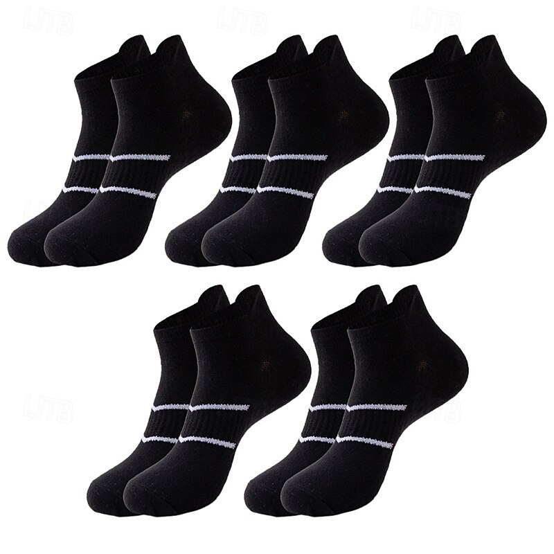 Men's 5 Pairs Multi Packs Socks Running Socks Casual Socks Black White Color Plain Vacation Sports & Outdoor Daily Basic Medium Spring Fall Fashion Casual2
