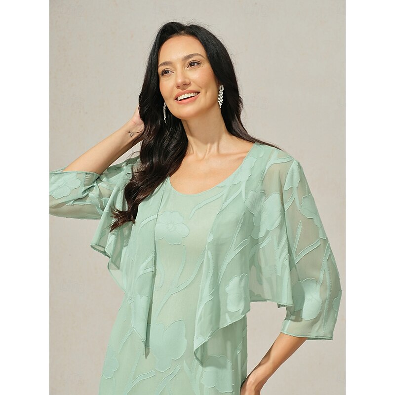 Women's Shrugs Solid Color Elegant Stylish Basic 3/4 Length Sleeve Asymmetrical Crop Tops Wedding Guest Beach Wedding Sequins Patchwork Sage Green Summer Spring Fall3