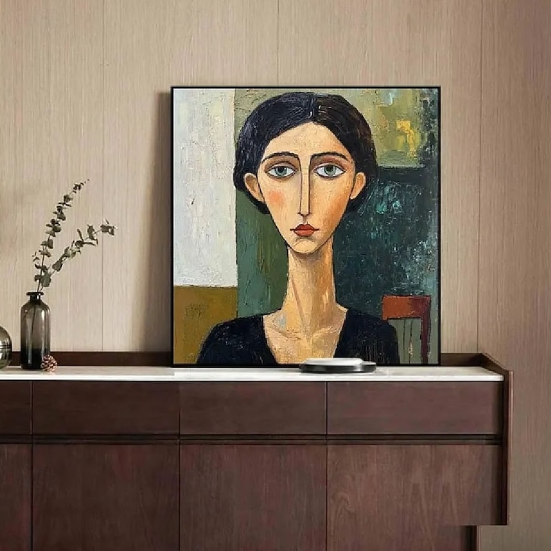 Hand painting woman face painting hand painted woman portrait painting Figurative Canvas Art lady oil painting handmade wall painting abstract face home decor for bedroom3