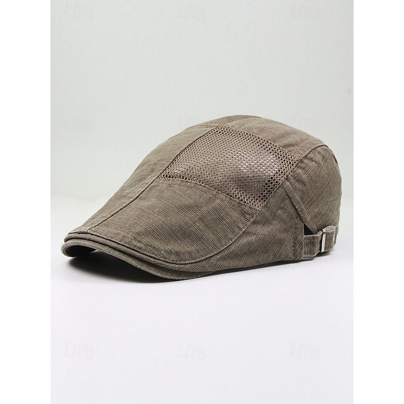 Men's Breathable Cotton Beret - Lightweight summer flat cap with adjustable strap, comfortable and stylish, perfect Father's Day gift for casual and outdoor wear2