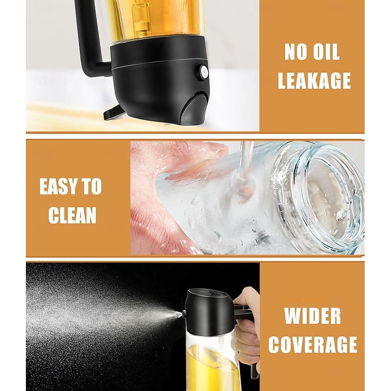 Oil Sprayer for Cooking, 16oz/470ml Oil Dispenser for Kitchen, 2 in 1 Olive Oil Dispenser Bottle for Kitchen Gadgets, Air Fryer, Salad, BBQ4