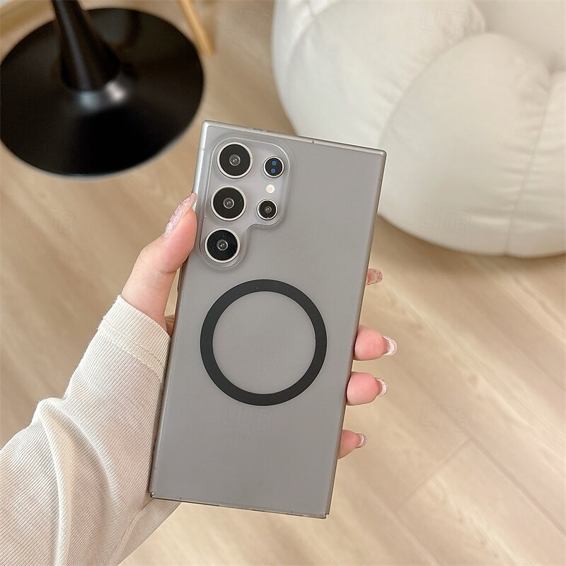 Phone Case For Samsung Galaxy S25 S25 Edge S24 Ultra Plus S23 Magnetic Adsorption Magnetic Support Wireless Charging Matte Frosted PC